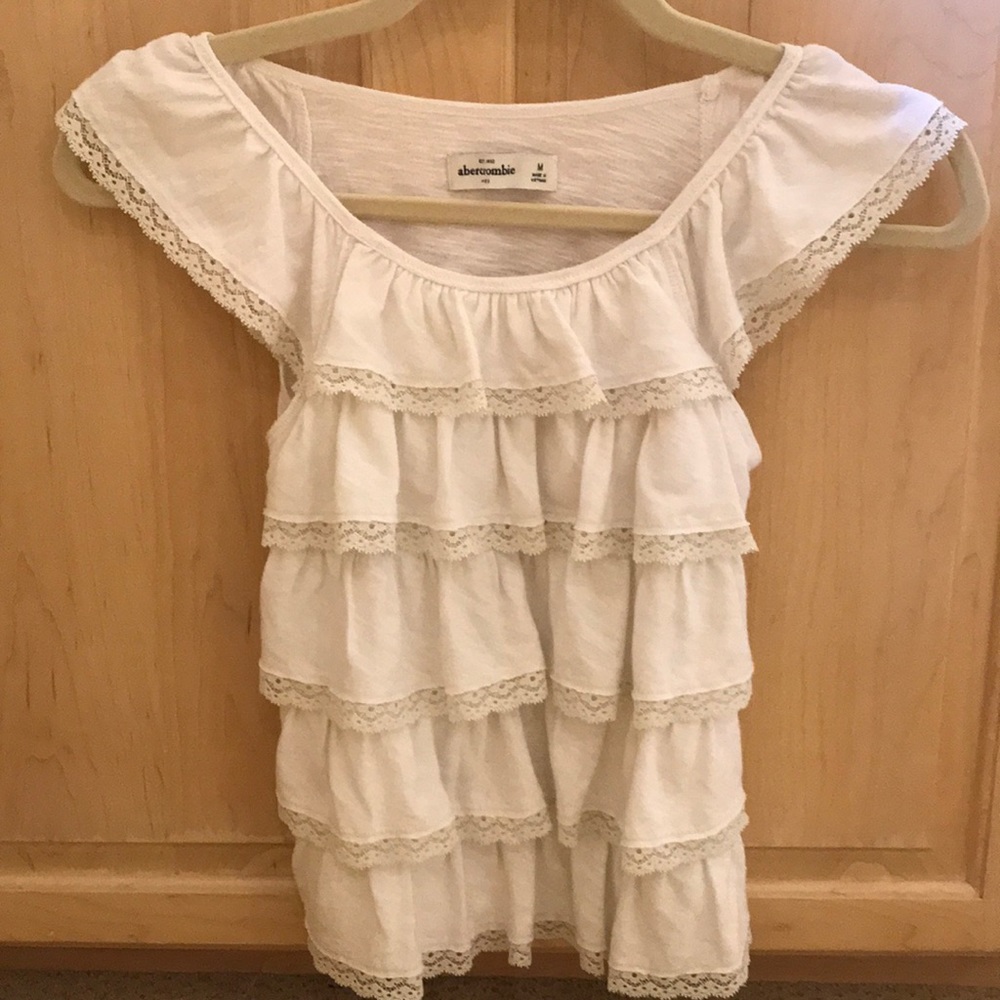 Abercrombie Kids White Ruffle Top